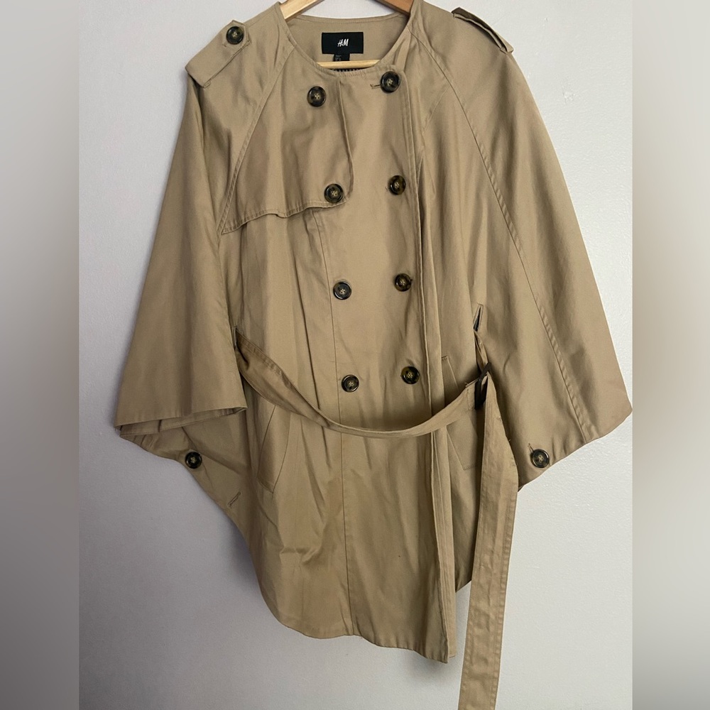 HM double breasted poncho with waist tie belt